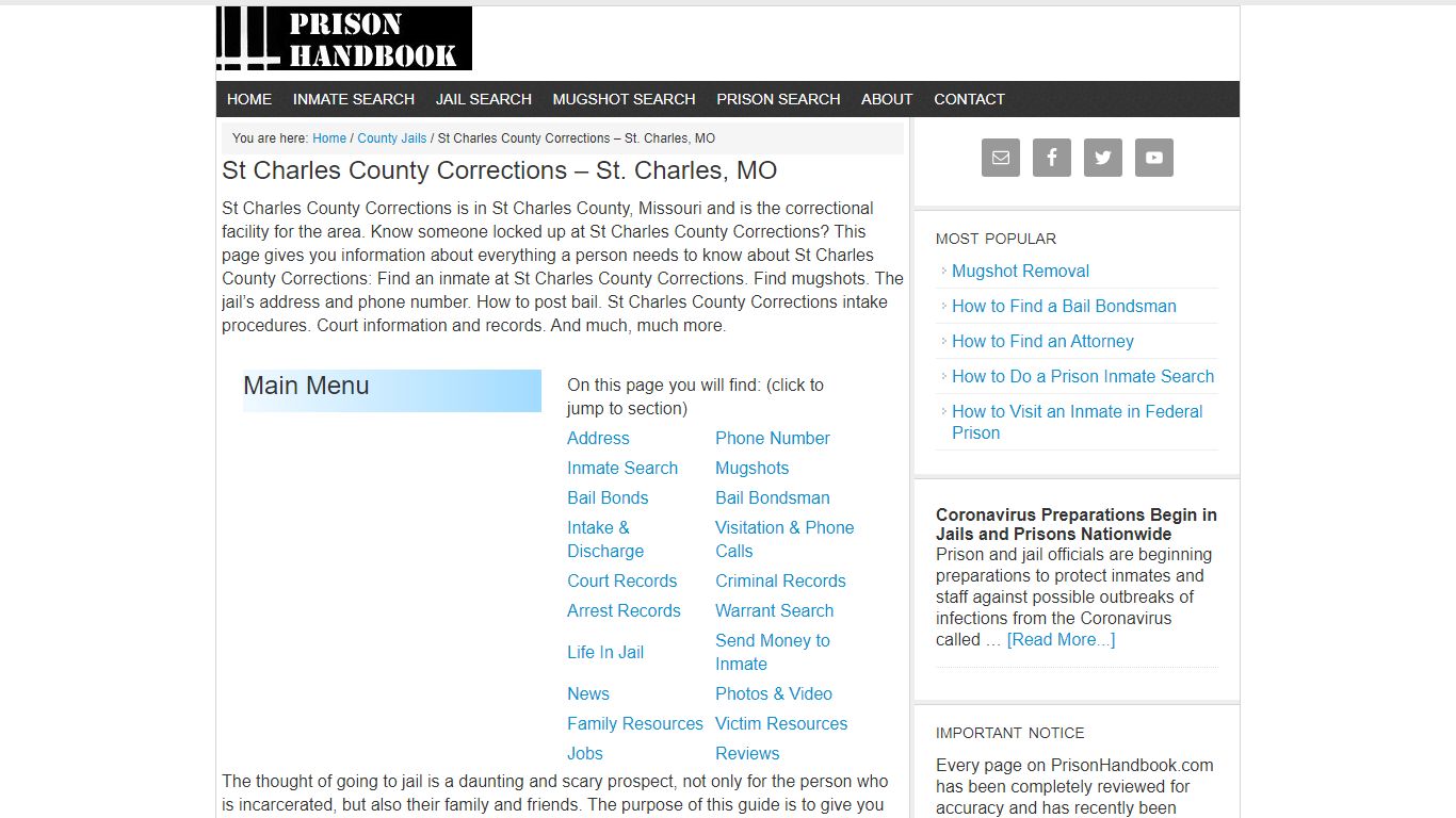 St Charles County Corrections – St. Charles, MO - Prison Handbook
